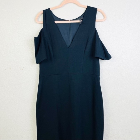BCBGMAXAZRIA Black Anah Cold-Shoulder Midi Dress Large - Picture 3 of 9